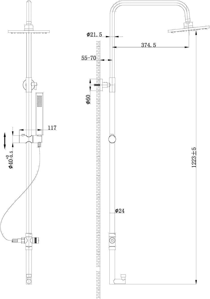 Душевая стойка BelBagno Trula TRU-COLD-U-CRM без смесителя
