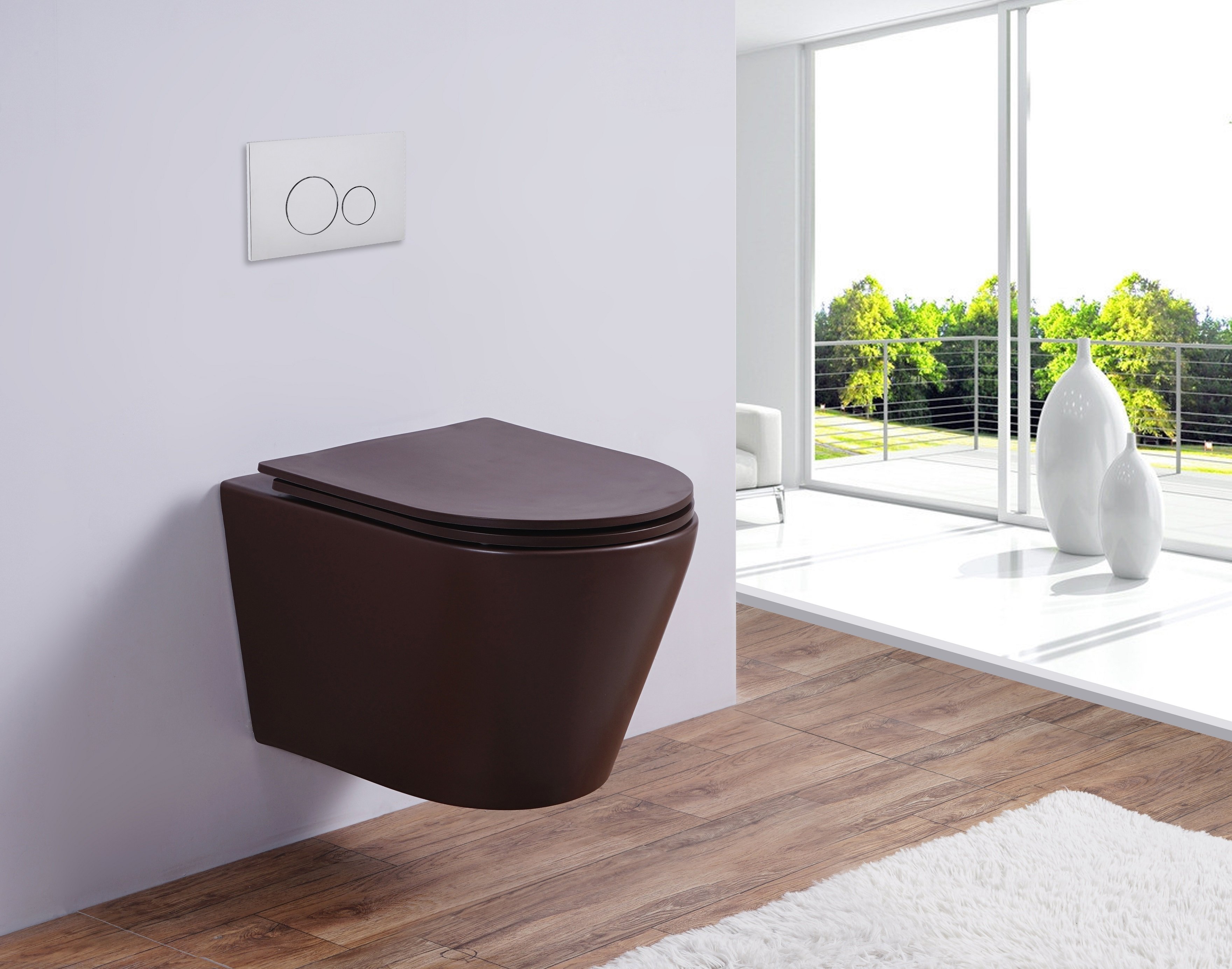 Унитаз подвесной Esbano CLAVEL коричневый матовый, с сиденьем микролифт