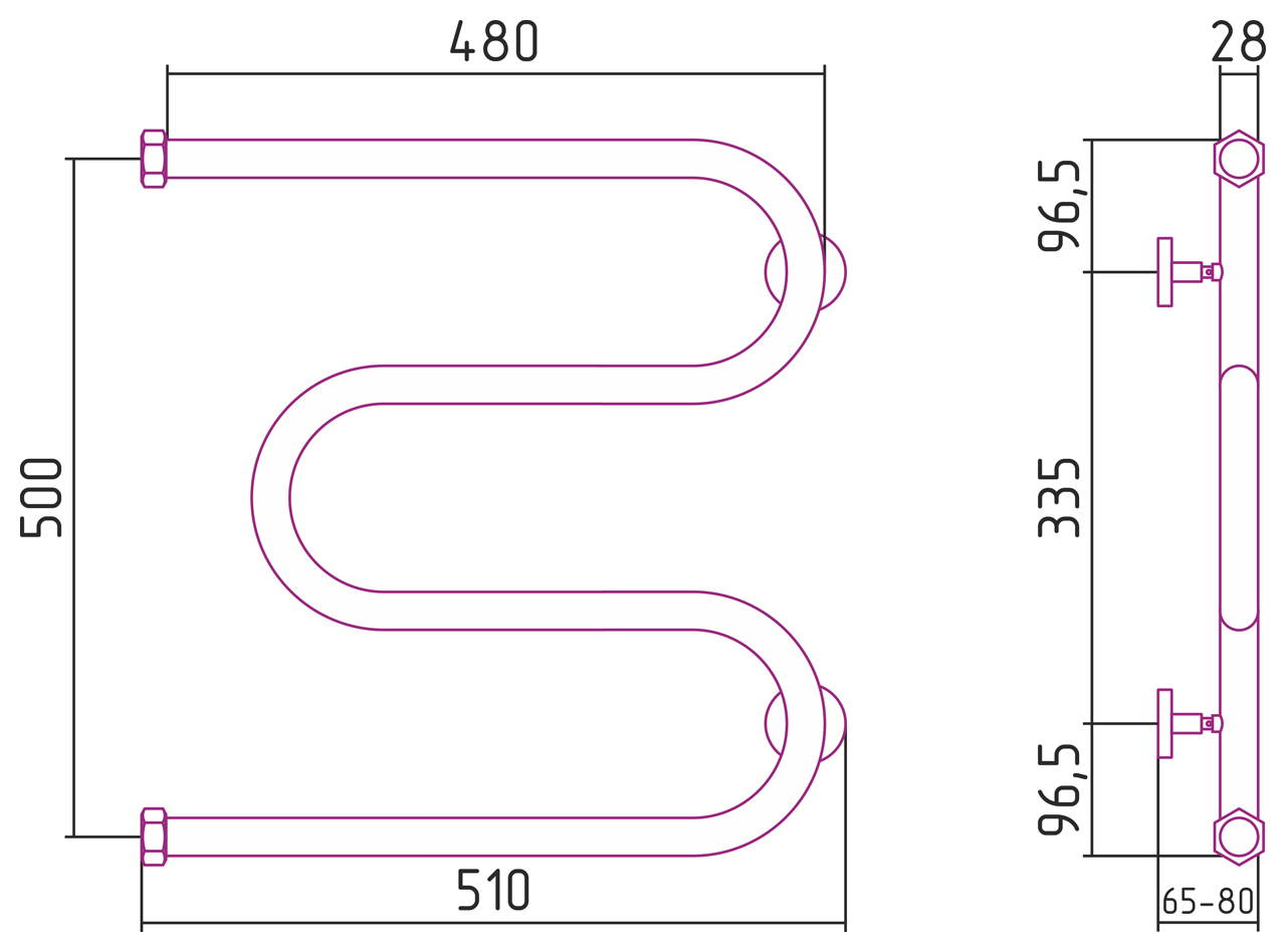 Полотенцесушитель водяной Сунержа М-образный 50х50 белый матовый