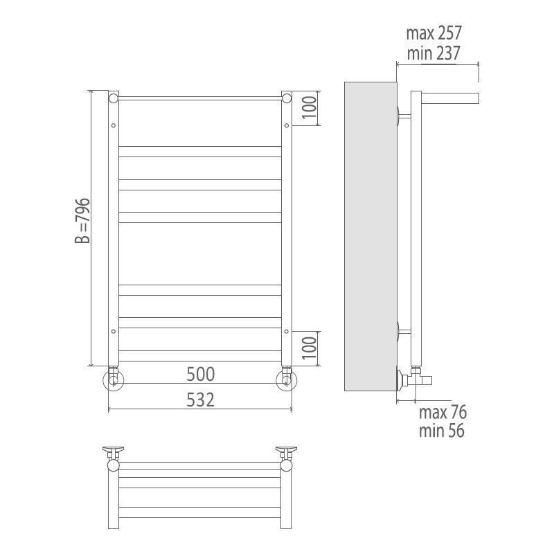 Полотенцесушитель водяной Terminus Хендрикс П7 500x796