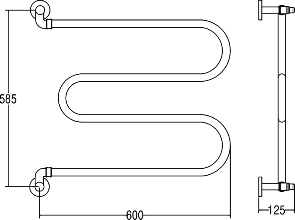 Полотенцесушитель водяной Margaroli Vento 400 585х600 хром