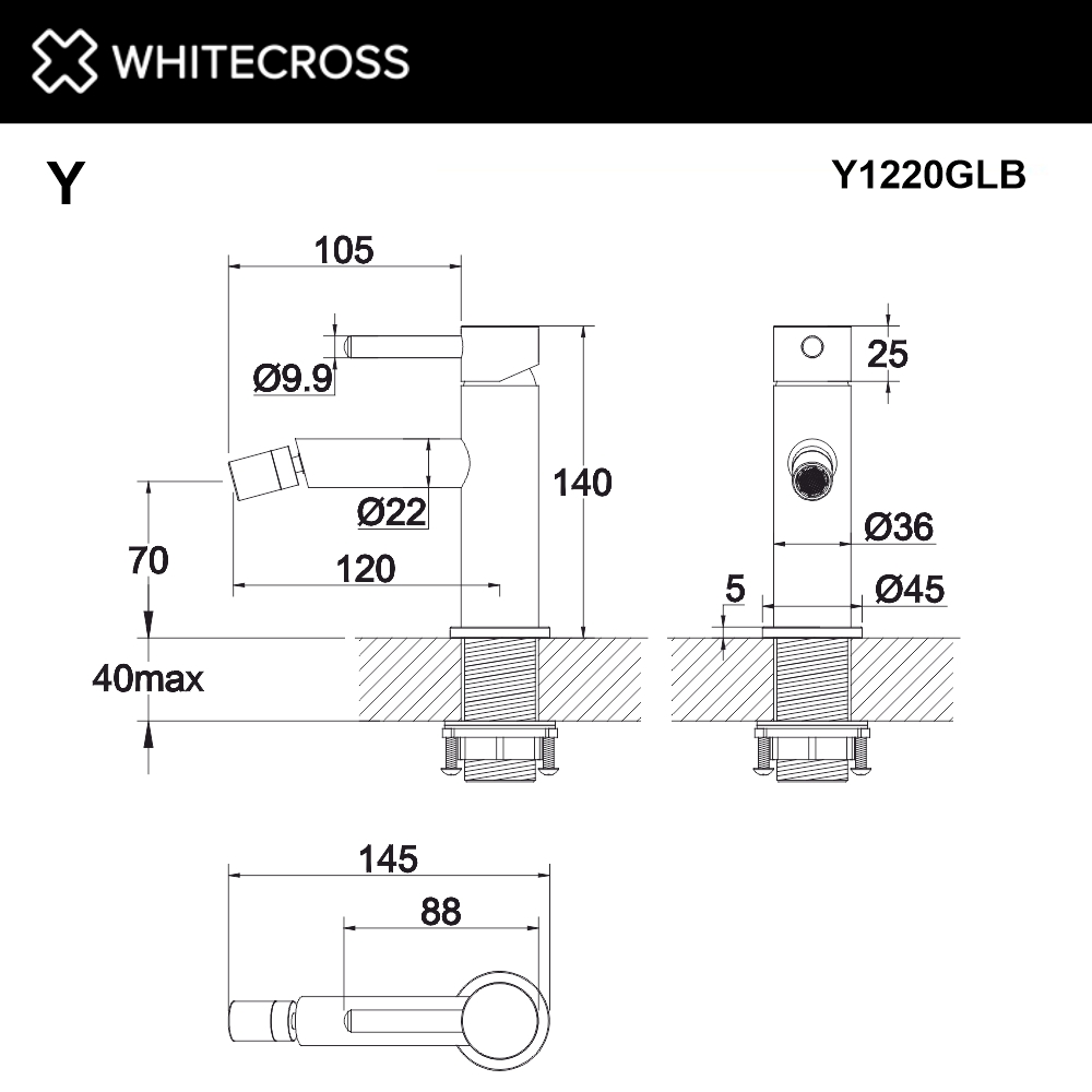 Смеситель для биде WHITECROSS Y Y1220GLB (брашированное золото)