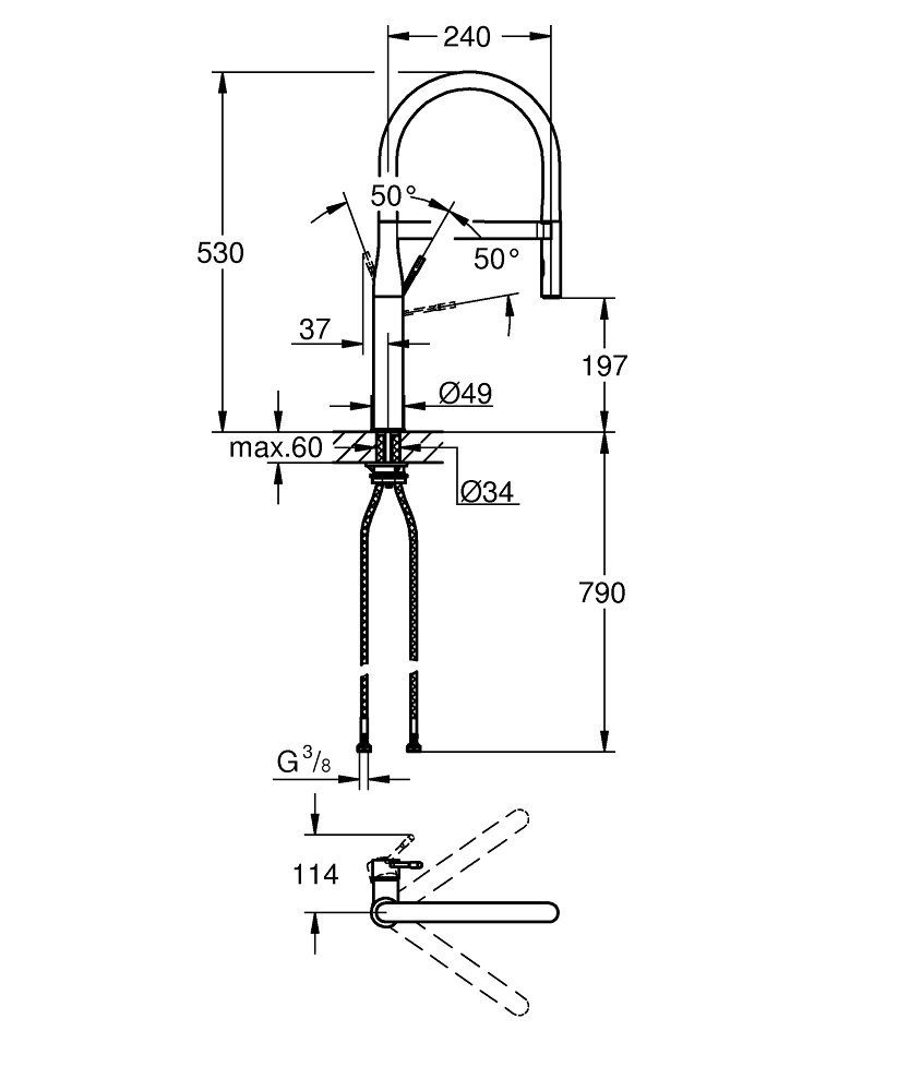 Смеситель для кухни Grohe Essence 30294A00 темный графит