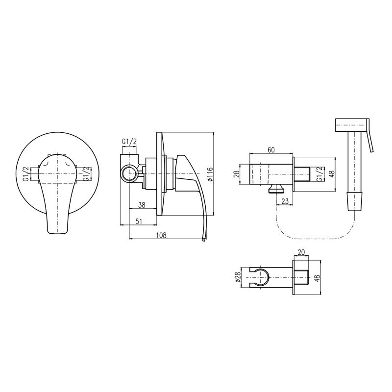 Гигиенический душ со смесителем Rav Slezak Mississippi MS042, хром