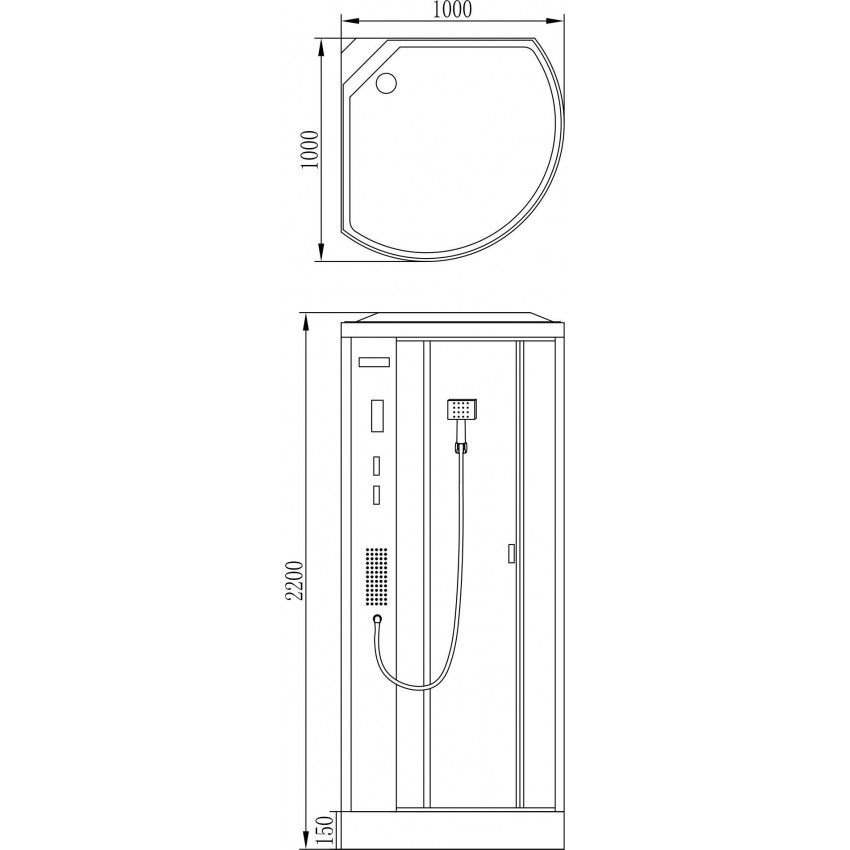 Душевая кабина Orans 1130000 100x100x220 профиль белый, стекло прозрачное