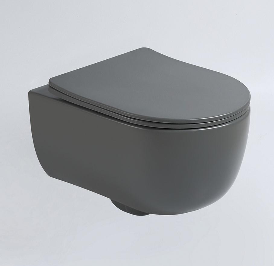 Унитаз подвесной безободковый Vincea Evo VT1-34SMA антрацит матовый, с сиденьем микролифт