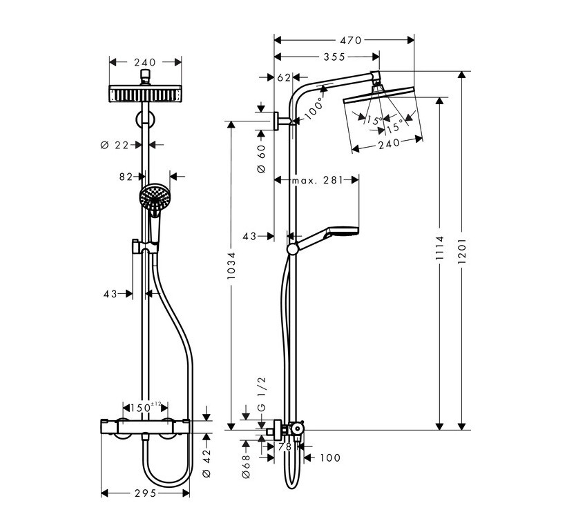 Душевая стойка Hansgrohe Crometta Е 27271000 хром