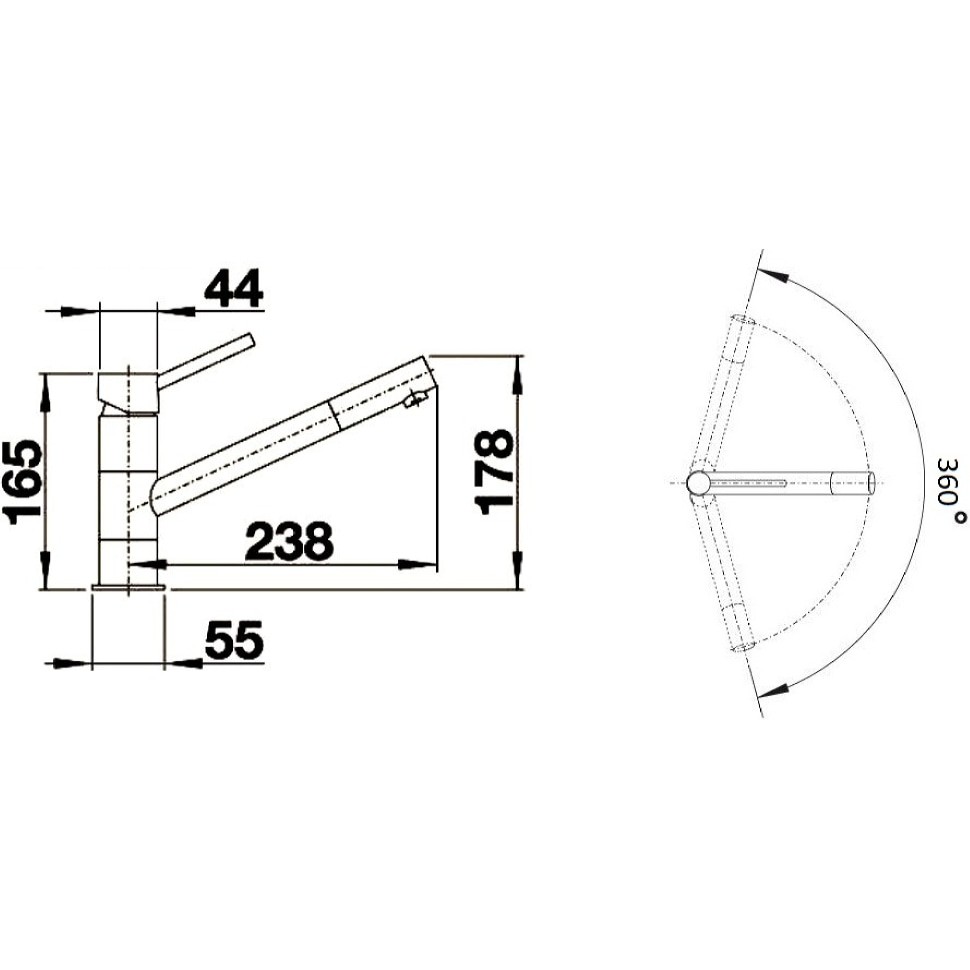 Смеситель для кухни Blanco Kano 525034 темная скала