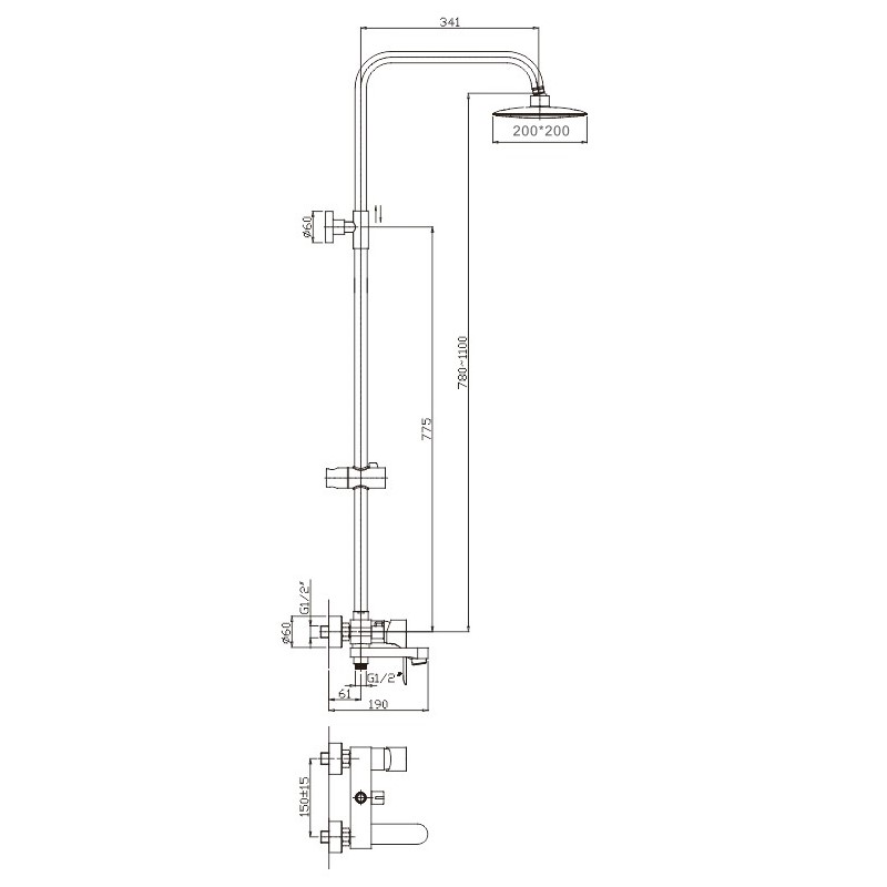 Душевая система Haiba HB2401, хром