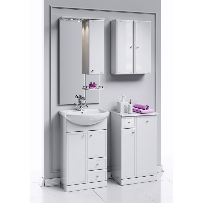 Зеркальный шкаф Aqwella Барселона 55 Ba.02.55 с подсветкой Белый