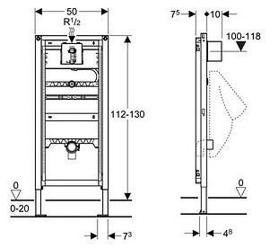 Инсталляция для писсуаров Geberit Duofix 111.686.00.1
