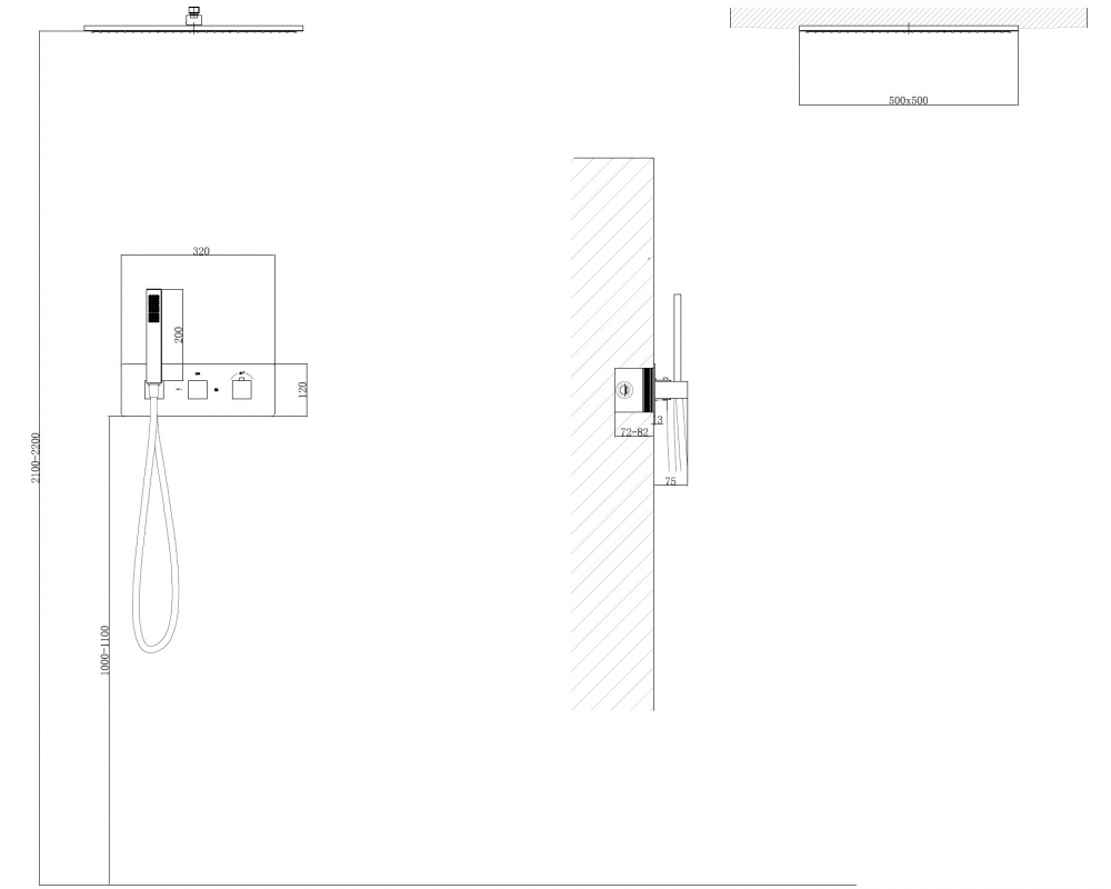 Душевая система ABBER Daheim AF8255B скрытого монтажа без излива, термостат, черная матовая