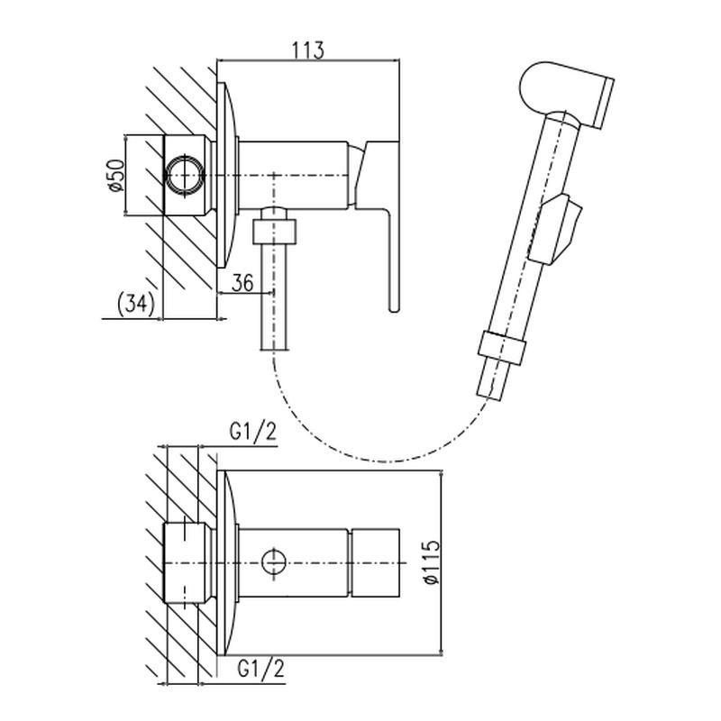 Гигиенический душ со смесителем Rav Slezak VLTAVA VT447, хром
