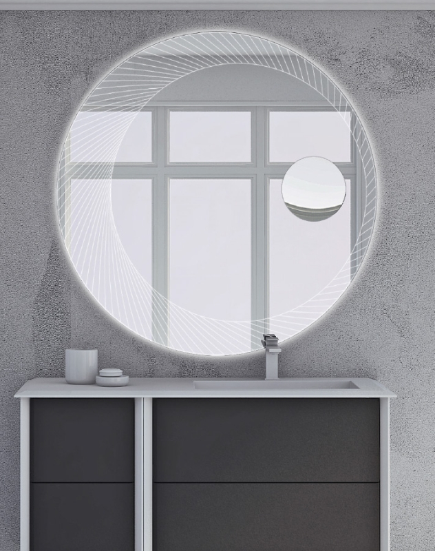 Зеркало Cezares 100 с увеличительным зеркалом и со встроенной LED подсветкой с подсветкой