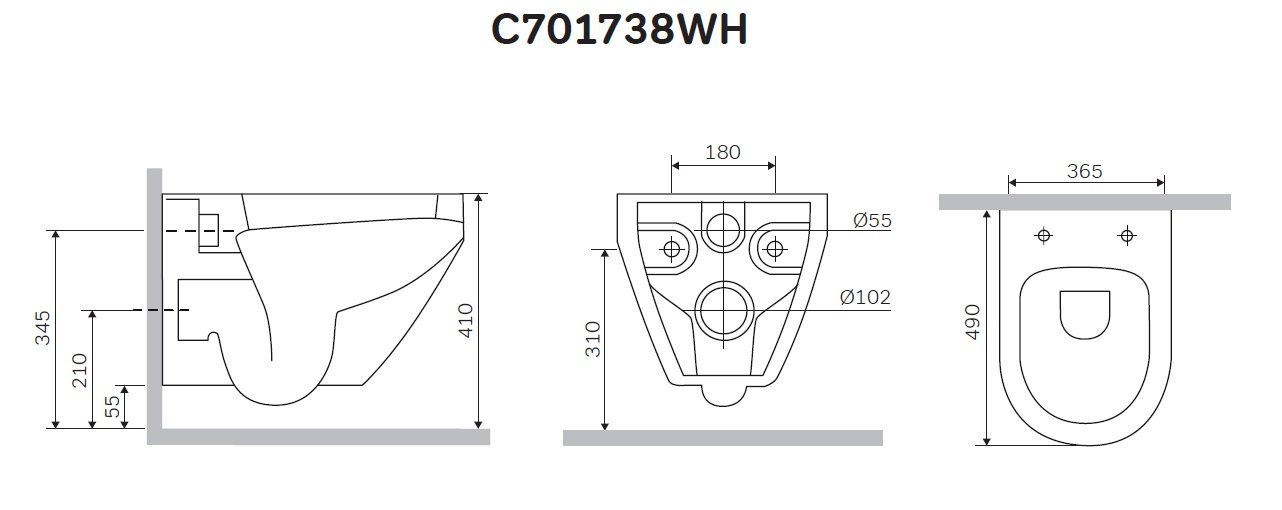 Унитаз AM PM Spirit V2.0 C701738WH подвесной без сиденья