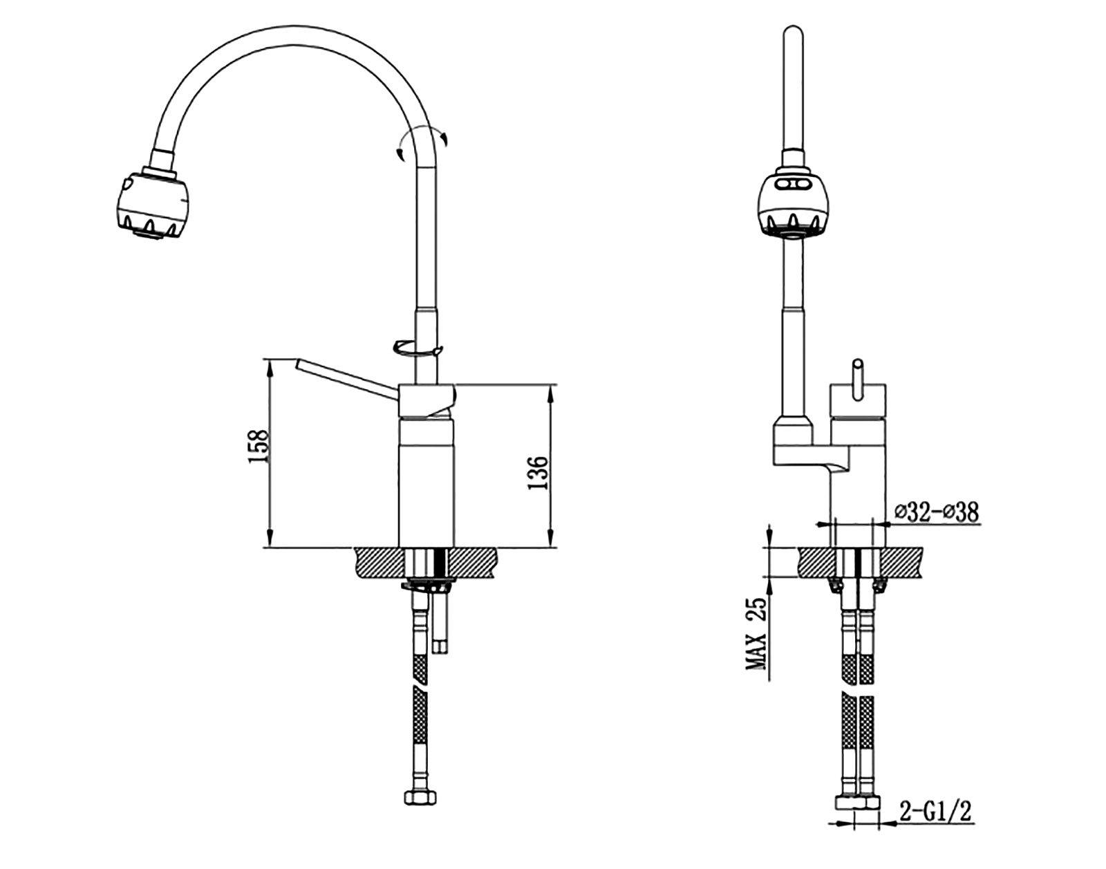 Смеситель для кухни Timo Saona 2308F anthracite антрацит матовый