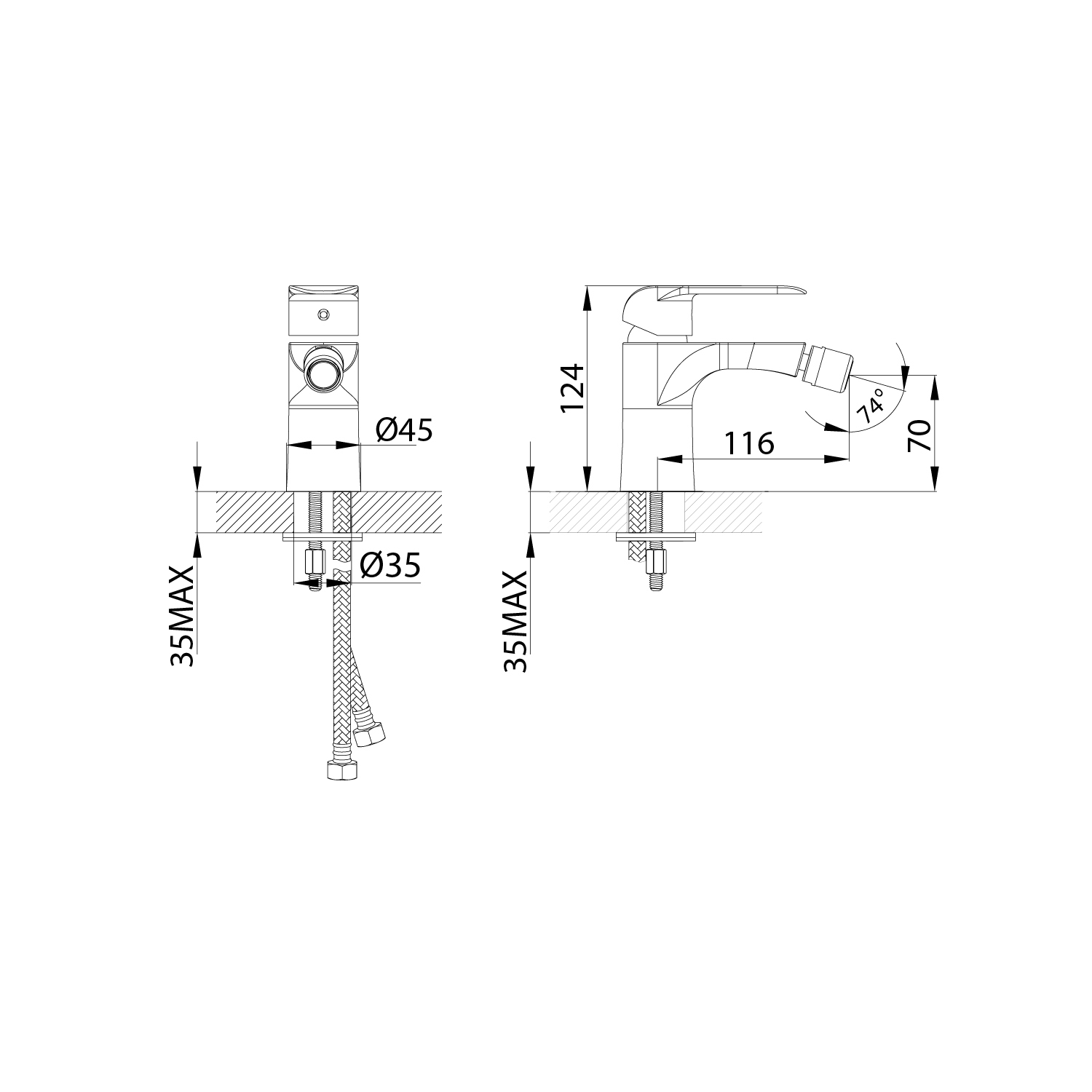 Смеситель для биде IDDIS Calipso CALSB00i04 хром глянцевый/белый