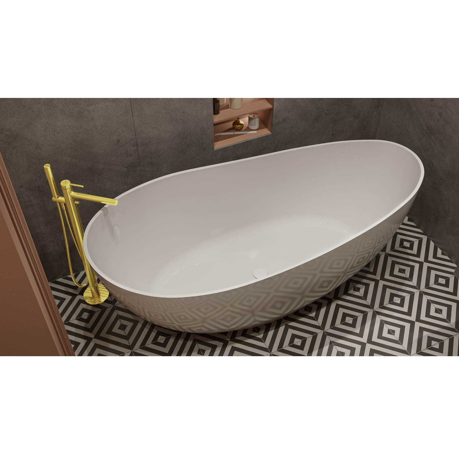 Ванна WHITECROSS Ruby 165x75 (белый глянец) иск. камень