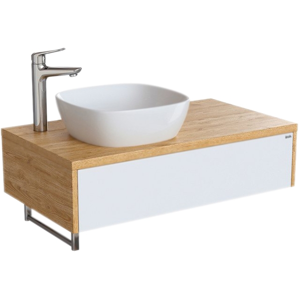 Тумба с раковиной Iddis Torr 80 подвесная Белая Дуб