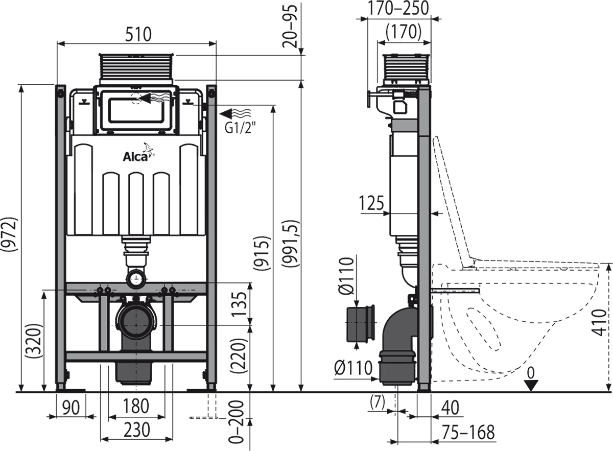 Инсталляция для подвесных унитазов AlcaPlast Sadromodul AM118/1000