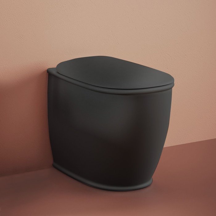 Унитаз приставной (бачок в стене) ArtCeram Atelier ATV002 17;00 черный матовый, без сиденья