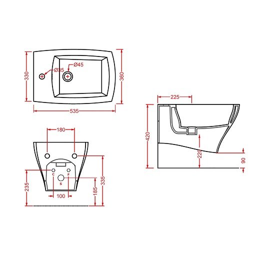 Биде подвесное ArtCeram Jazz JZB001 черное