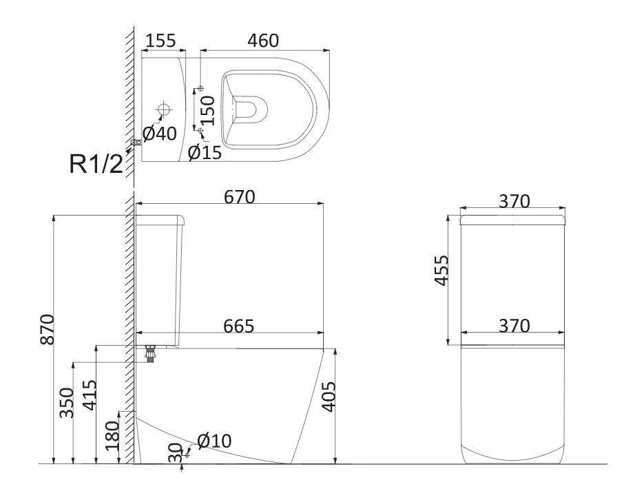 Унитаз-компакт Creo Ceramique Rennes RE1002R+RE1003+RE1001T(UF3010/BU209Q) белый