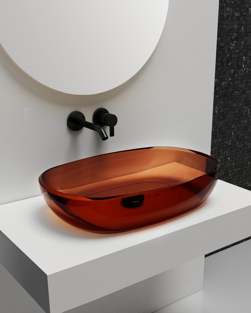 Раковина накладная 60см ABBER Kristall AT2805Opal коричневый