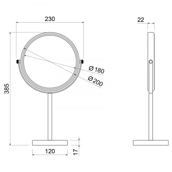 Косметическое зеркало настольное с 5-ти кратным увеличением Timo Saona 13274/03 черный матовый