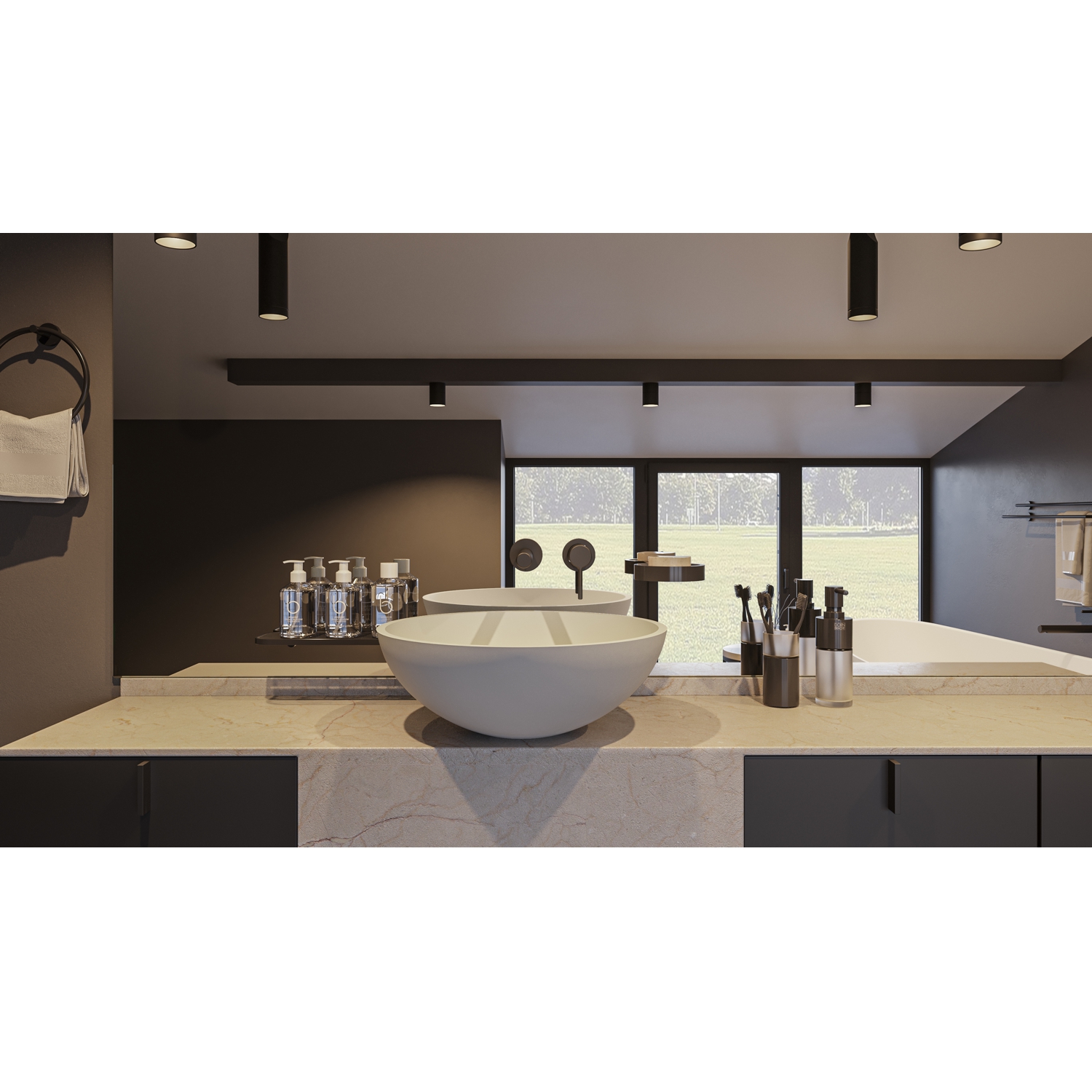 Умывальник WHITECROSS Cornelian D=43 (белый мат) иск. камень