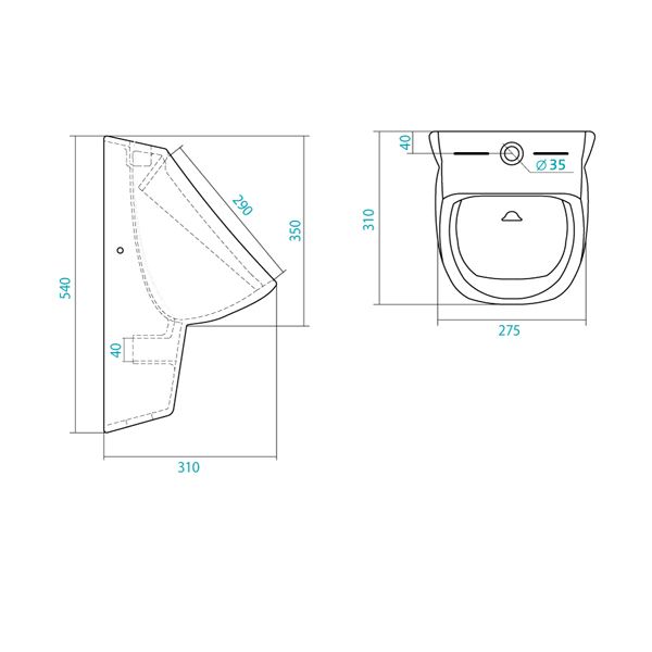 Писсуар подвесной Santek Гала WH301774 белый, наружный подвод воды