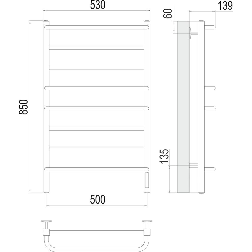 Полотенцесушитель электрический Terminus Евромикс квадро П8 50х85