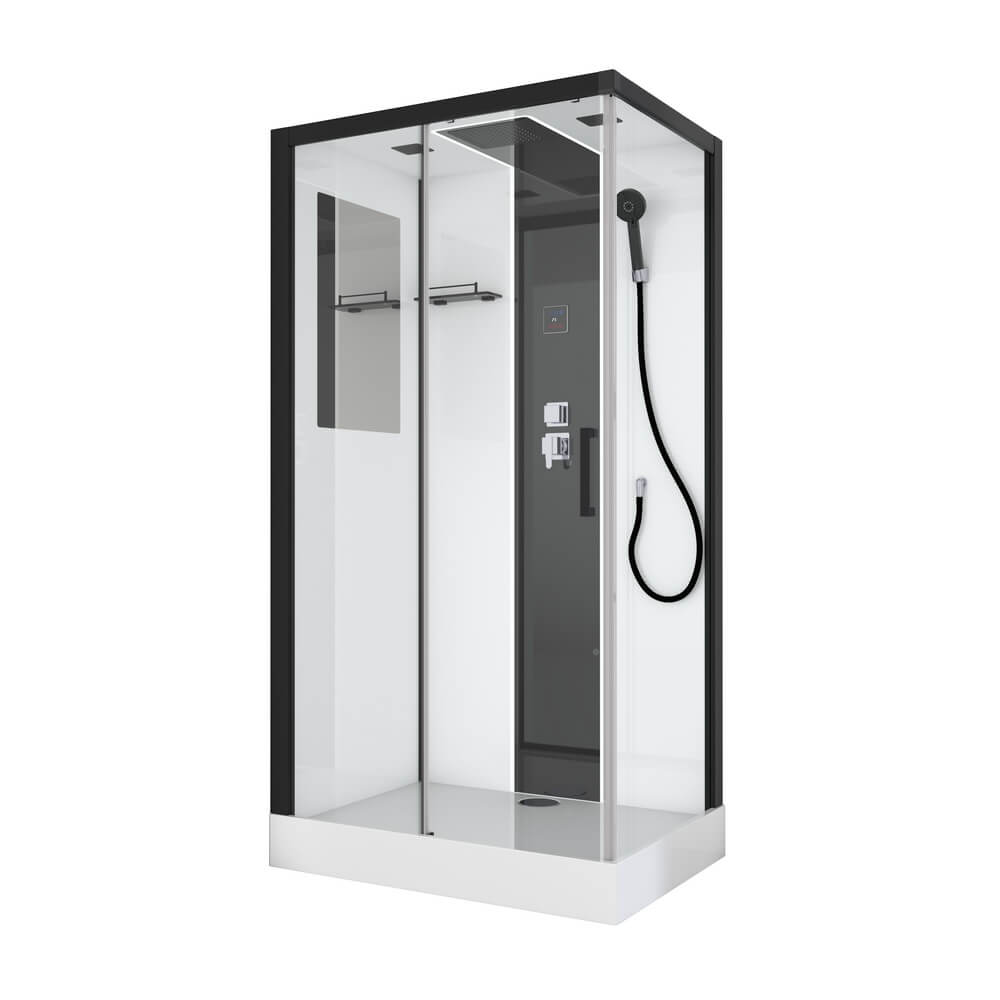 Душевая кабина Black&White G8800 110x80x225 профиль черный матовый, стекло прозрачное