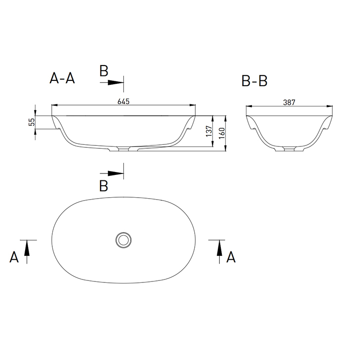 Раковина накладная 64.5см Salini Marea 1802201M белый матовый