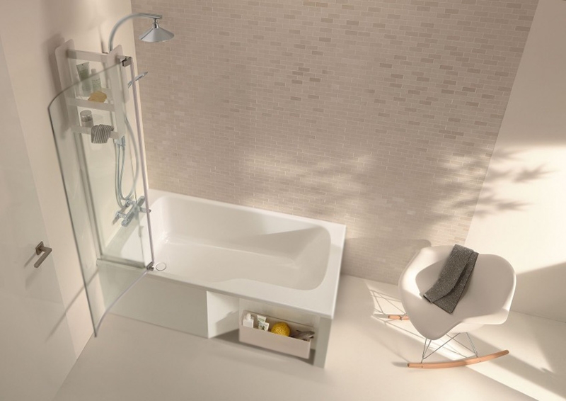 Шторка на ванну Jacob Delafon Bain Douche Malice 95x150 Хром стекло прозрачное