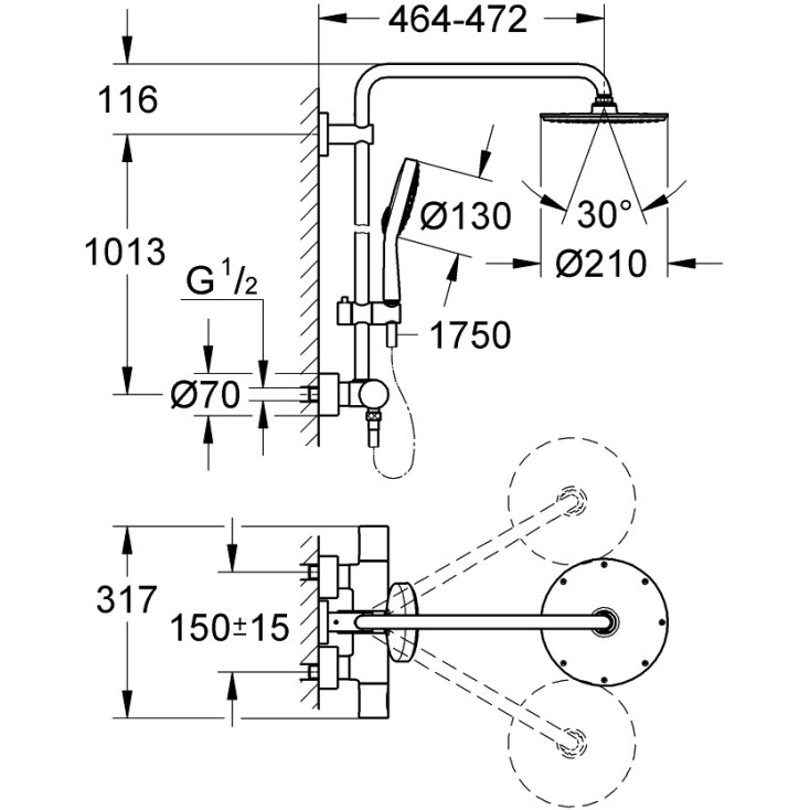 Душевая стойка Grohe Rainshower 27967000 хром