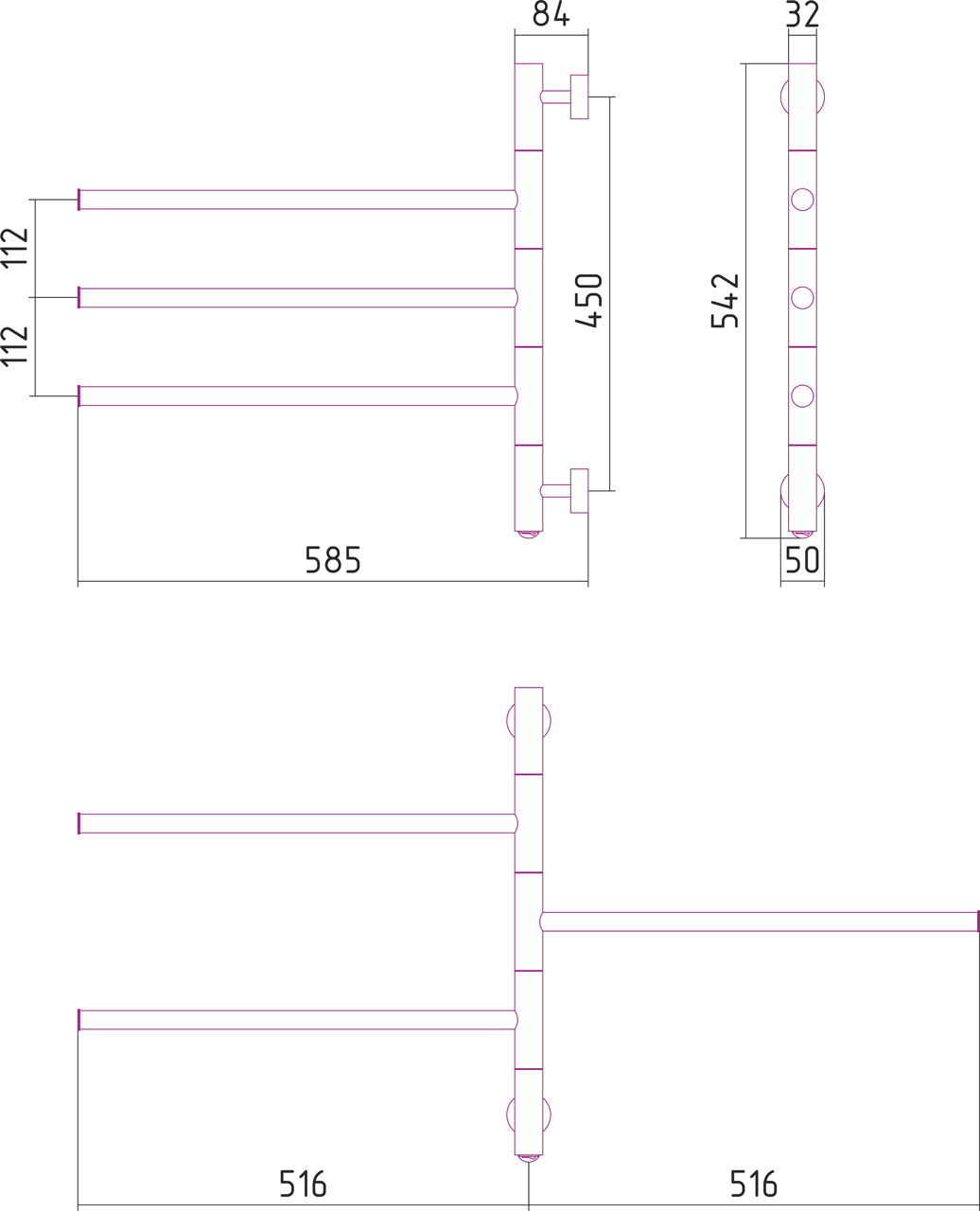 Полотенцесушитель электрический Сунержа Триада 54х58.5 черный матовый