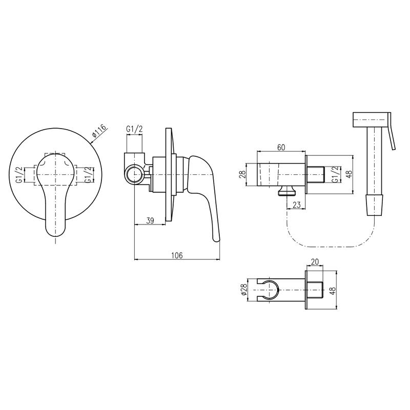 Гигиенический душ со смесителем Rav Slezak SAZAVA SA542, хром