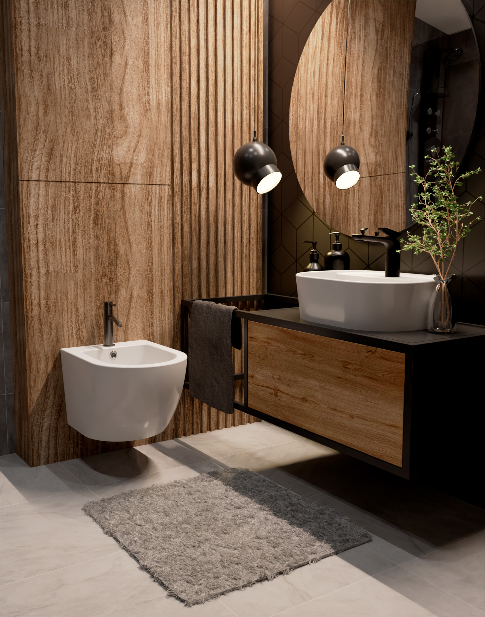 Смеситель для биде AQUAme Siena AQM6216GM вороненая сталь