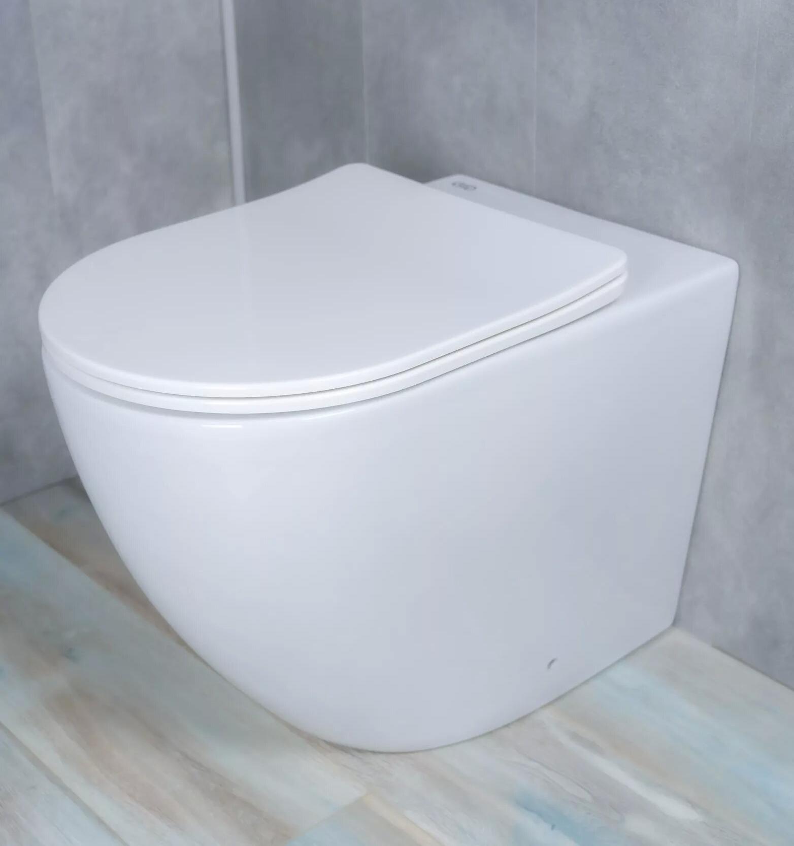 Унитаз приставной безободковый GID TRS-269 с сиденьем микролифт, белый