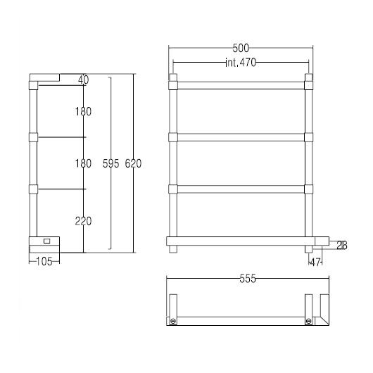 Полотенцесушитель электрический Margaroli Panorama 842-4 8424704CRNB 620х555 хром