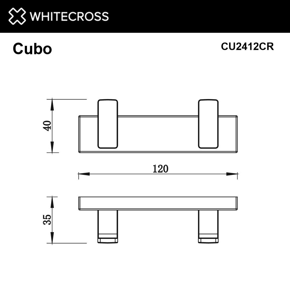 Крючок двойной WHITECROSS Cubo CU2412CR (хром)