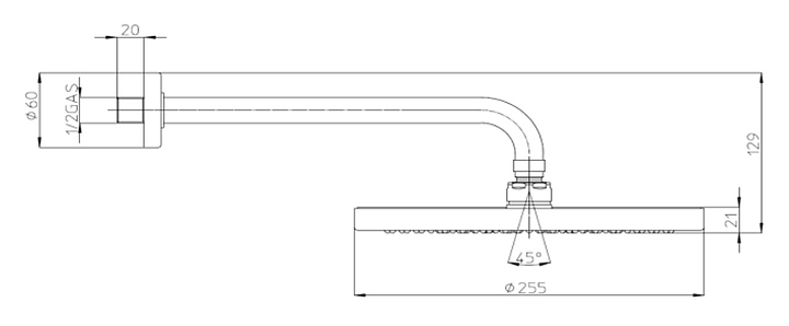 Верхний душ Bossini Elios H19412G.030 хром