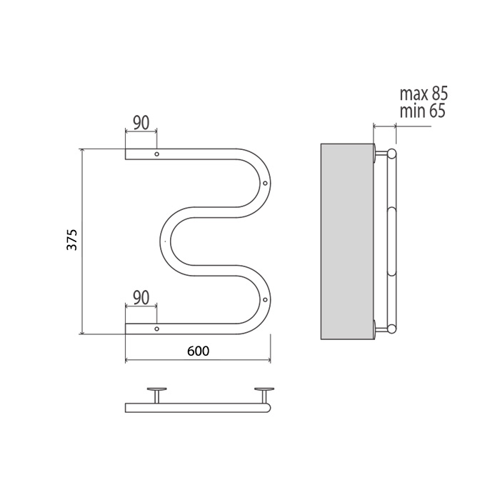 Полотенцесушитель электрический Terminus М-обр 60х35