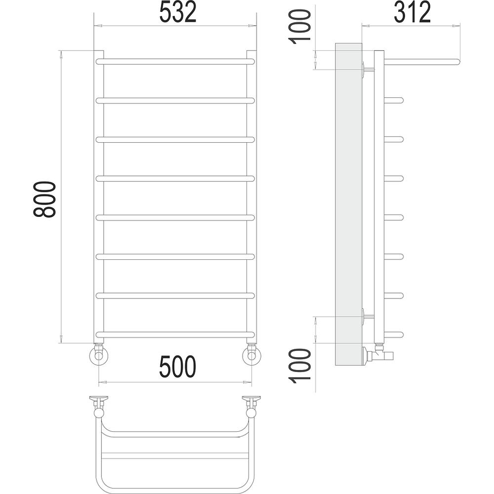 Полотенцесушитель водяной с полкой Terminus Полка П8 50х80
