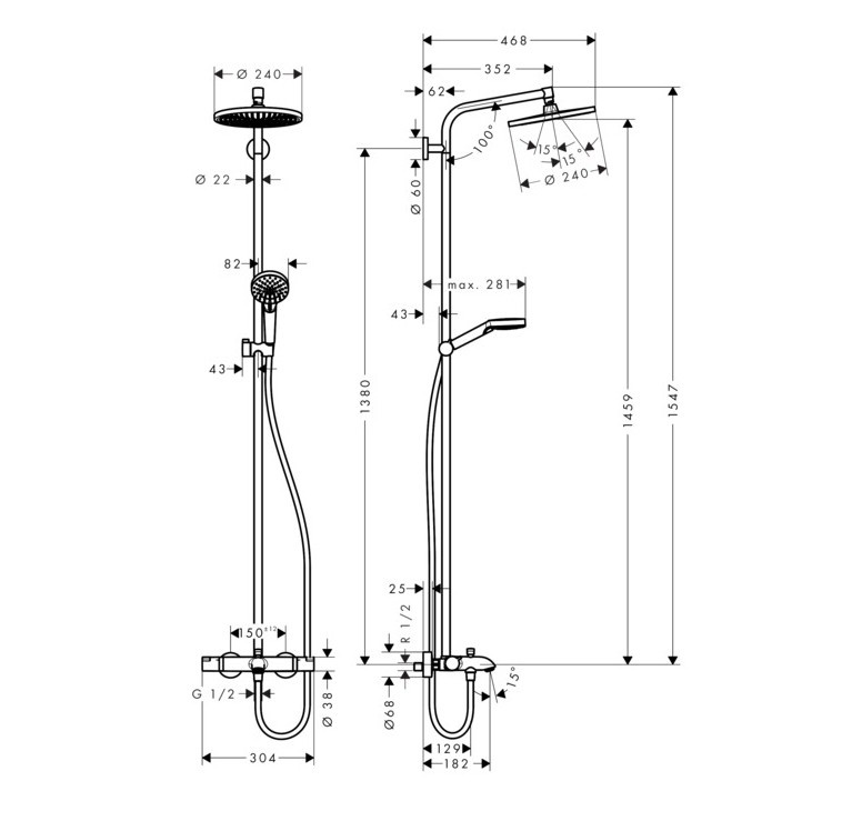 Душевая стойка Hansgrohe Crometta S 27320000 хром