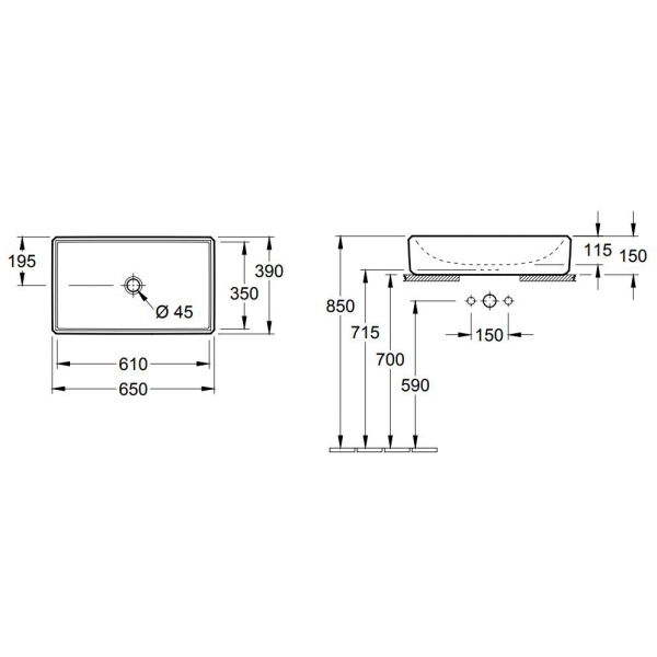 Раковина Villeroy & Boch Antheus 4A10 65 R1 alpin ceramicplus