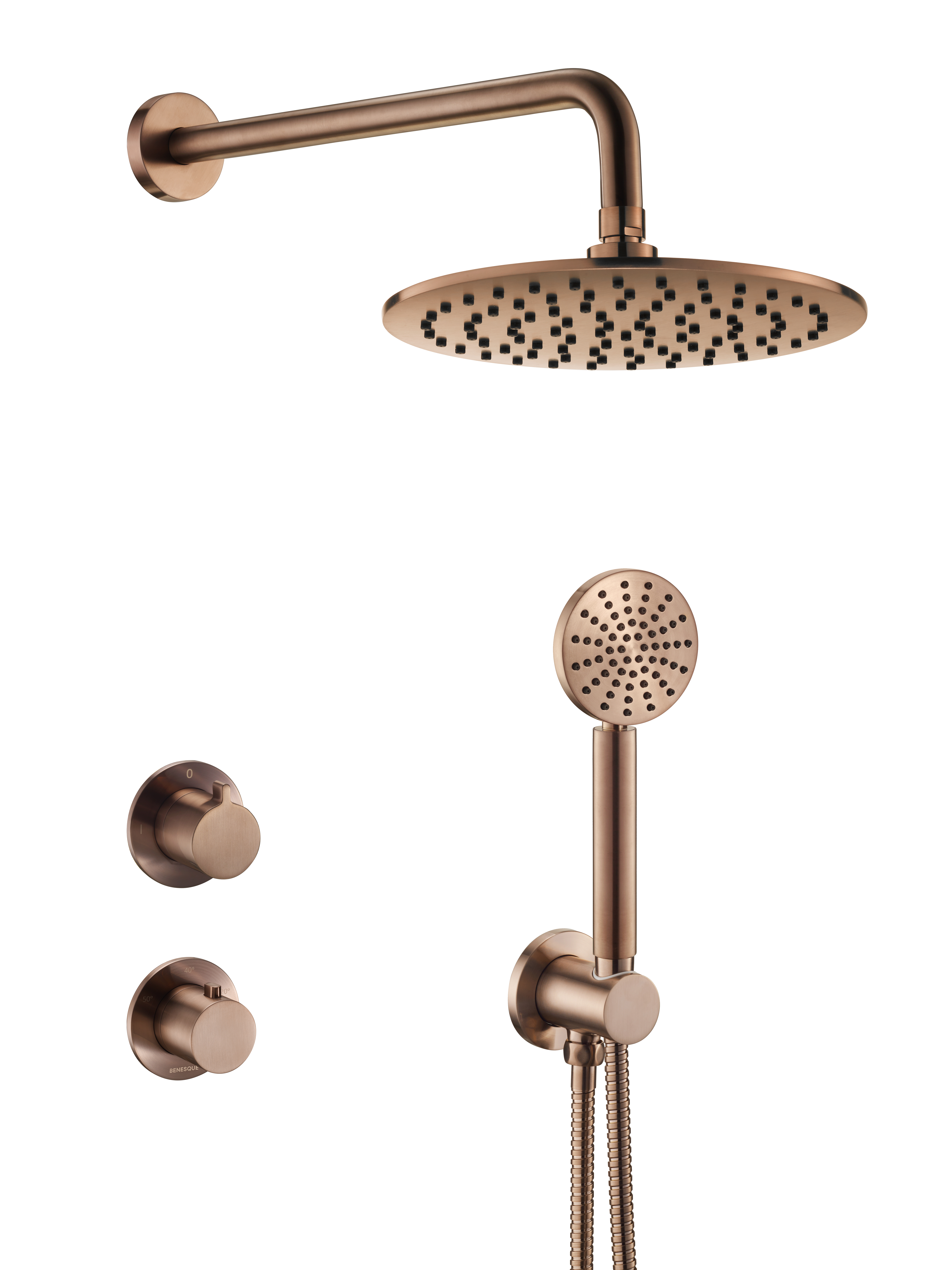 Встраиваемая душевая система с термостатом Benesque Lumiere 21011406 бронза брашированная