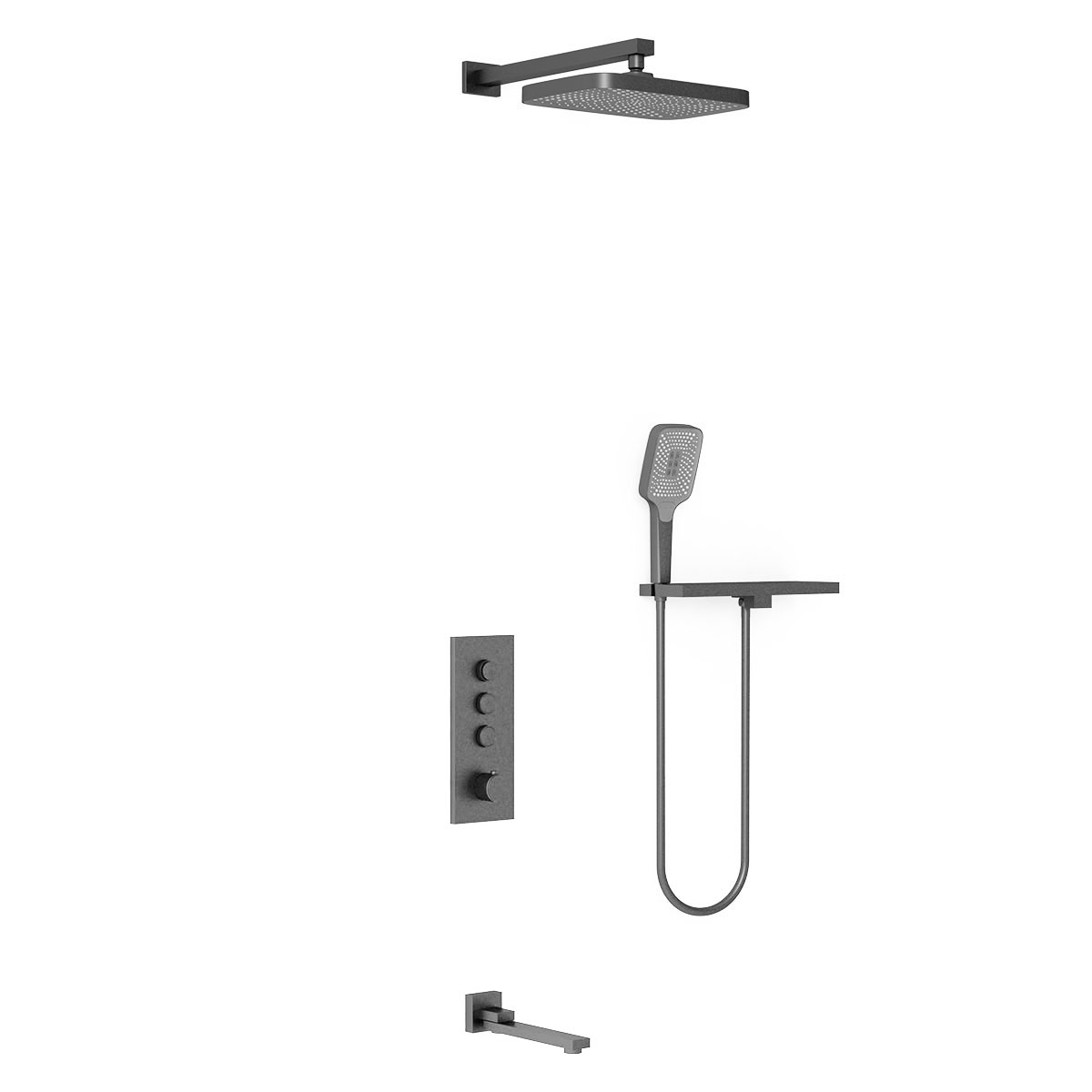 Душевой комплект Vincea VSFW-431T1RGM встраиваемый, термостатический, 3 режима, вороненая сталь