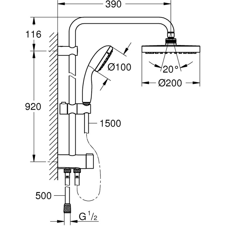 Душевая стойка Grohe New Tempesta System 26452001 хром